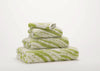 A&H Fogo Towels in 165 Apple Green. Top-to-bottom: Face, Hand, Hair and Bath Towels