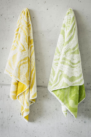 A&H Fogo Towels. Left: 278 Yuzu, Right: 165 Apple Green