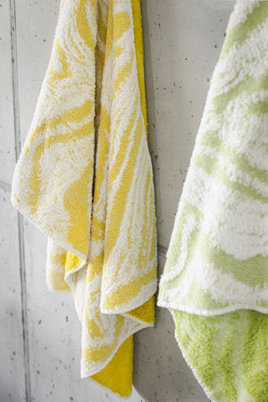 A&H Fogo Towels. Left: 278 Yuzu, Right: 165 Apple Green