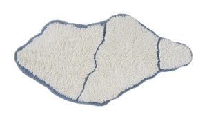 A&H Jess Bath Rug in 330 Powder Blue. 100 White plush pile + lurex (shimmer) powder blue trim