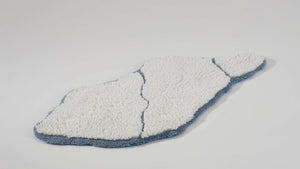 A&H Jess Bath Rug in 330 Powder Blue. 100 White plush pile + lurex (shimmer) powder blue trim