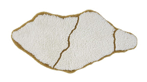 A&H Jess Bath Rug in 800 Gold. 100 White plush pile + lurex (shimmer) gold trim