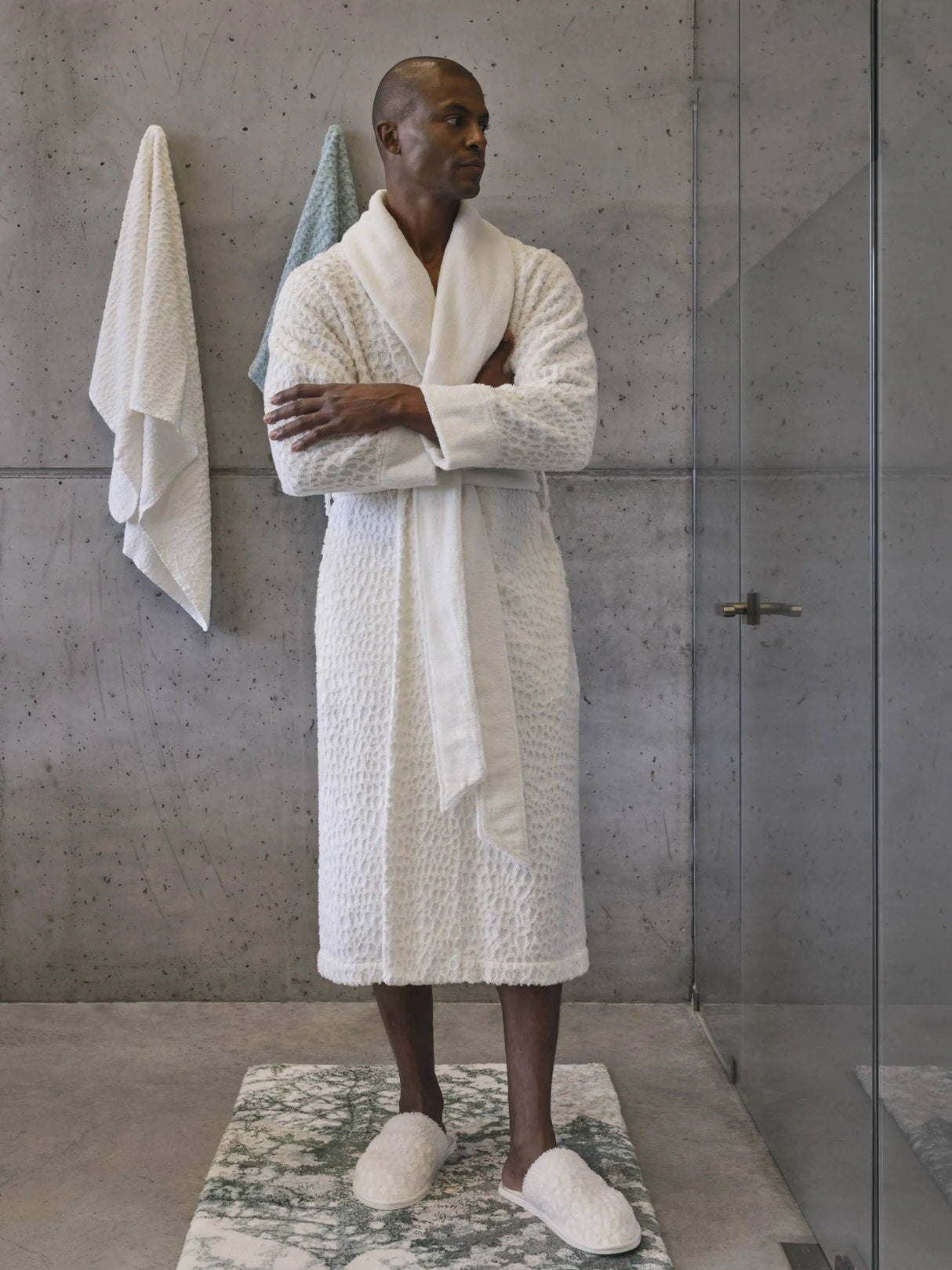 A&H Lodge Robe in 103 Ivory. A&H Monoke Rug