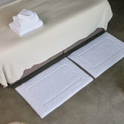 A&H Must Bath Rugs in 100 White (23 x 39"). A&H Super Pile Face, Hand & Hair Towels in 100 White