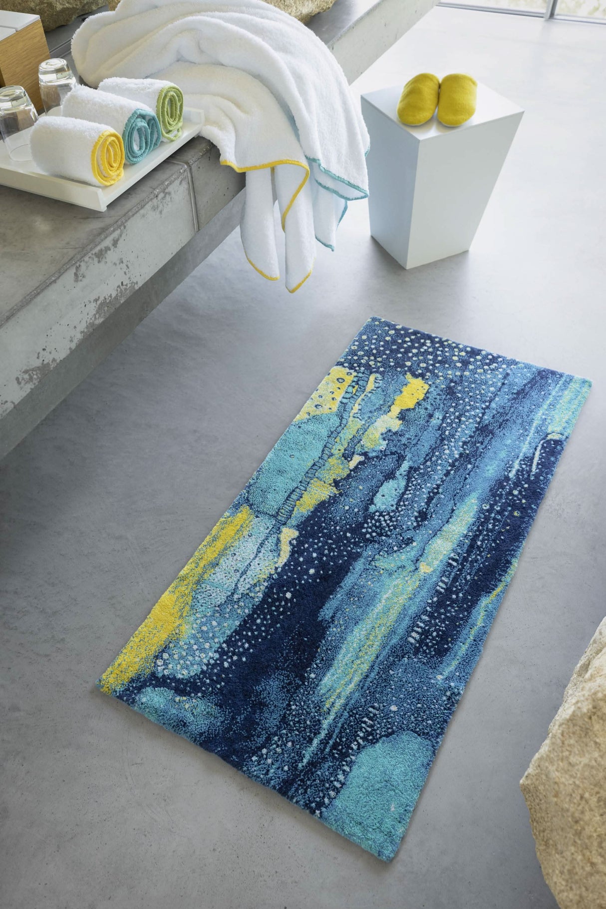 A&H Nereo Bath Rug in 302 Lagoon. 1,900 gsm 27 x 55"