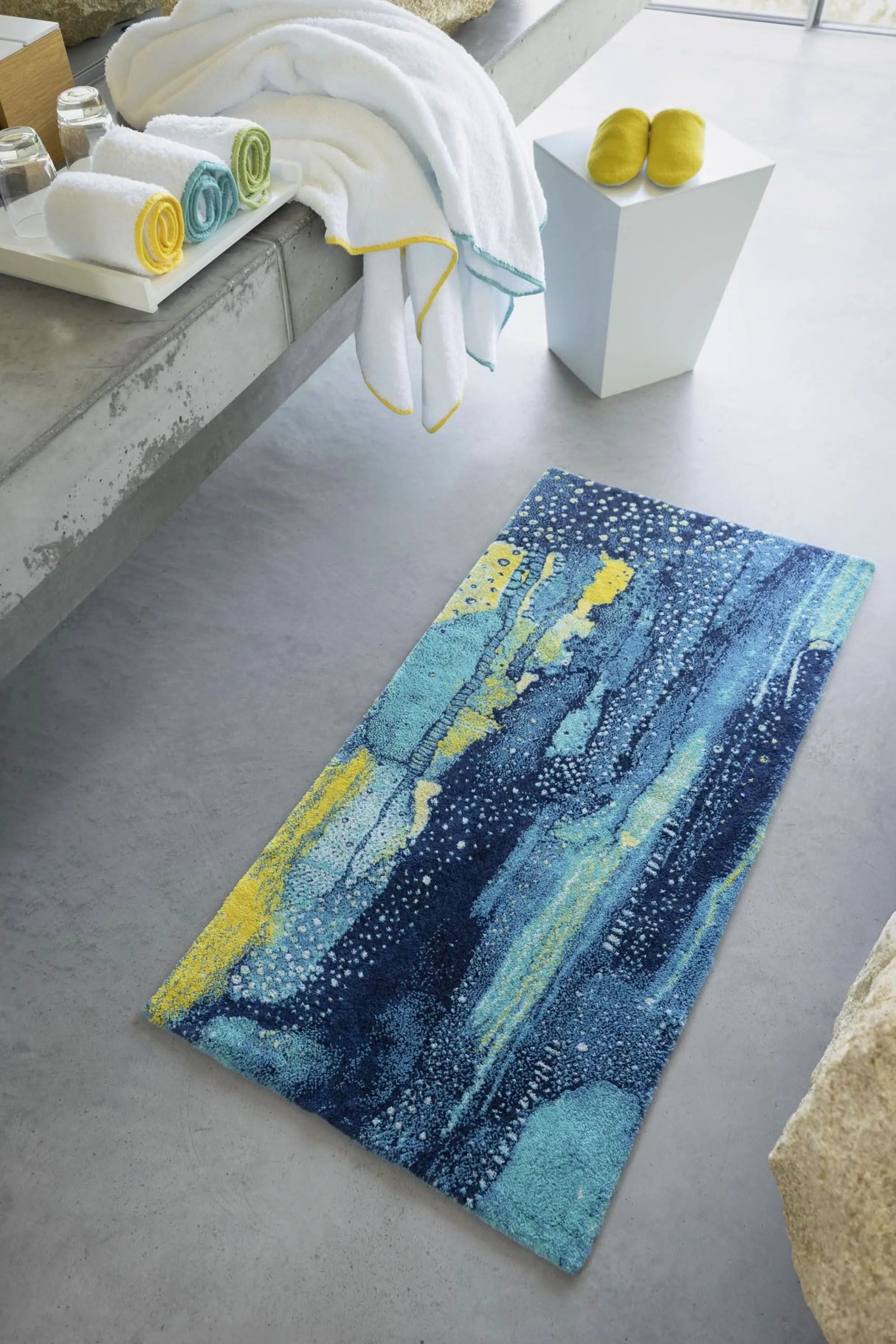 A&H Nereo Bath Rug in 302 Lagoon. 1,900 gsm 27 x 55"
