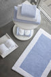 A&H Origine Reversible Bath Rug in 330 Powder Blue (Inset) and 100 White (Border). 100% Giza Egyptian Cotton Long Staple