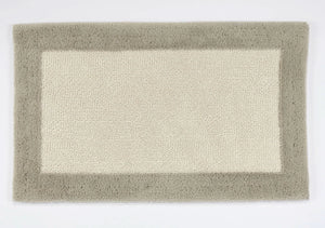 A&H Origine Reversible Bath Rug in 770 Linen (Border) and 101 Ecru (Inset). 100% Giza Egyptian Cotton Long Staple