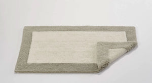 A&H Origine Reversible Bath Rug in 770 Linen (Border) and 101 Ecru (Inset). 100% Giza Egyptian Cotton Long Staple