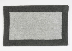A&H Origine Reversible Bath Rug in 920 Gris (border) and 992 Platinum (Inset). 100% Giza Egyptian Cotton Long Staple
