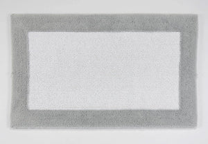 A&H Origine Reversible Bath Rug in 992 Platinum (Border) and 100 White (Inset). 100% Giza Egyptian Cotton Long Staple