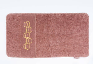 A&H Palacio Hand Towels feature gold embroidery. 515 Rosette base towel colour, in 100% Giza Egyptian Cotton Extra Long Staple