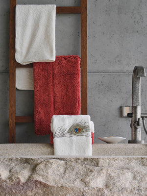 A&H Paleo Embroidered Hand Towel, A&H Must Bath Rug in 638 Chili
