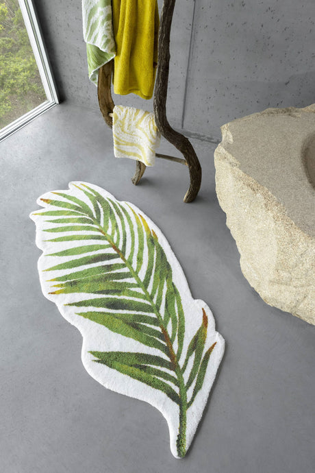 A&H Palm Bath Rug in 165 Apple Green. 1,900 gsm 31 x 63"