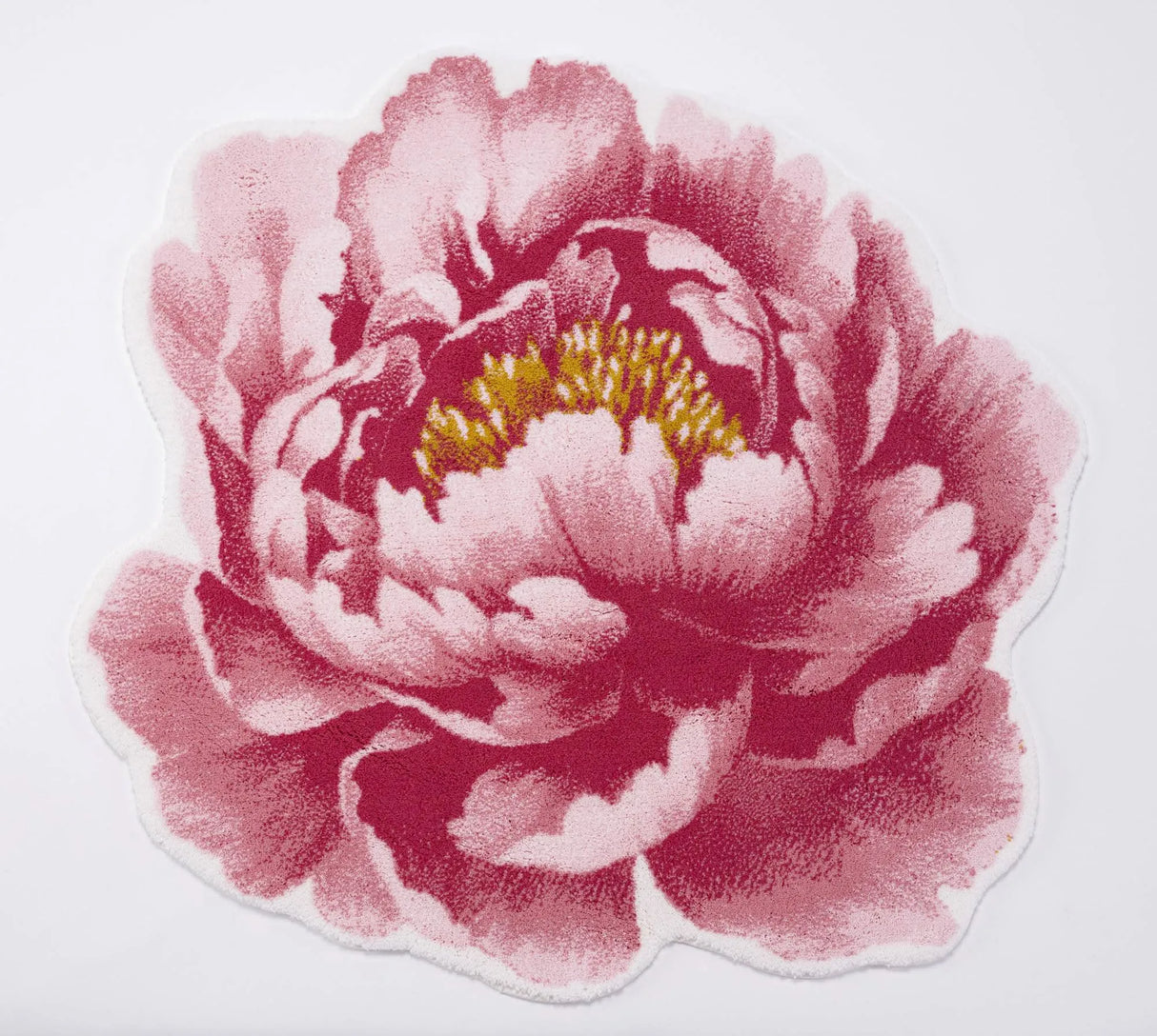 A&H Pivoine Bath Rug in 573 Flamingo, Round 39" Diam. - 100% Giza Egyptian Cotton Long Staple