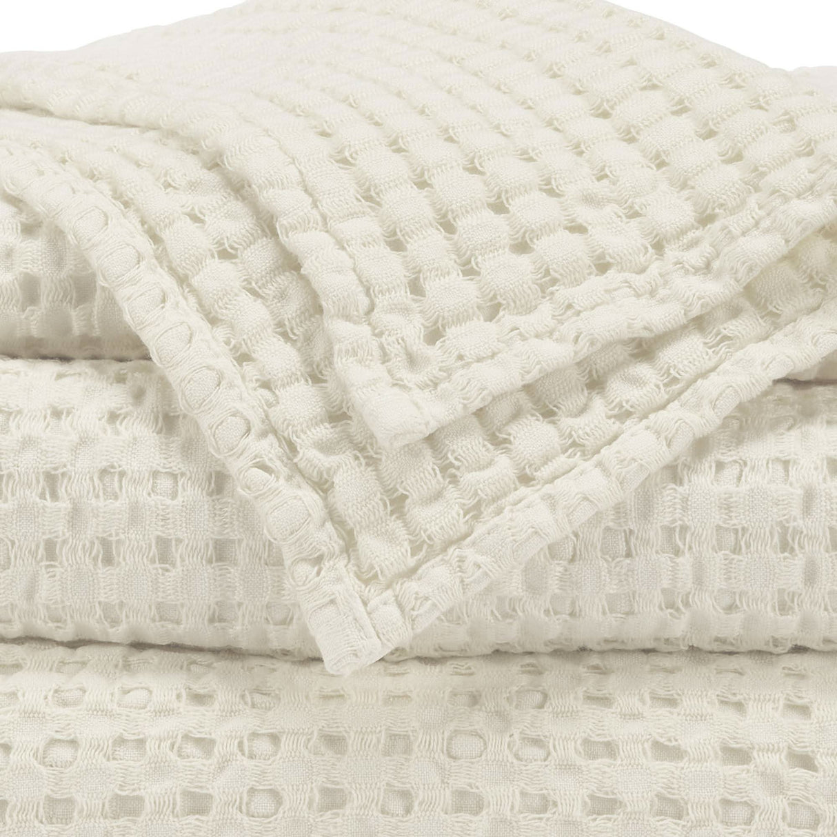 A&H Pousada Waffle Towels in 103 Ivory