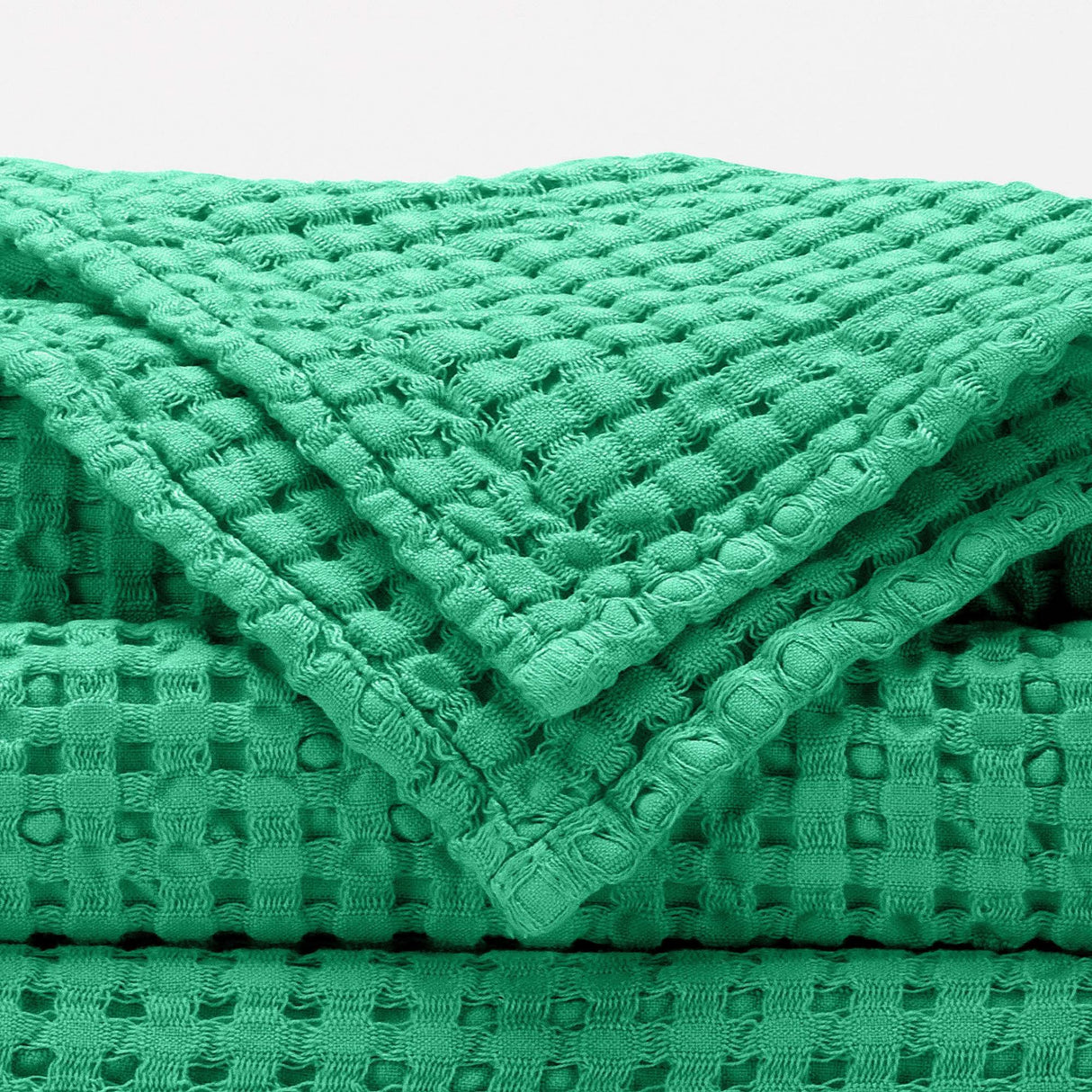 A&H Pousada Waffle Towels in 230 Emerald