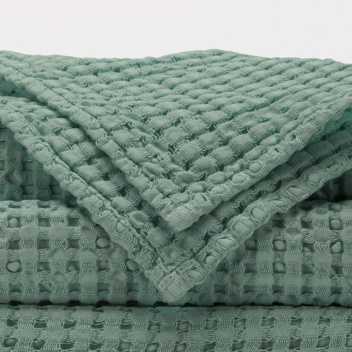 A&H Pousada Waffle Towels in 280 Evergreen