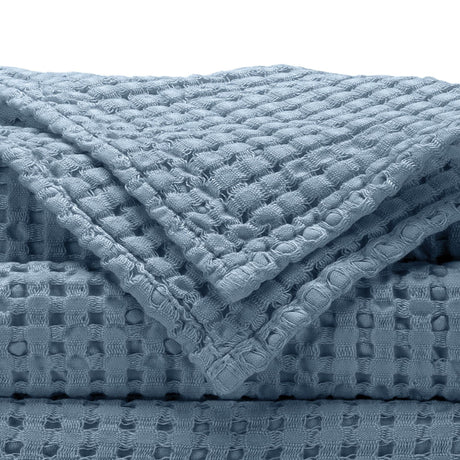 A&H Pousada Waffle Towels in 306 Bluestone