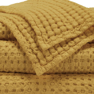 A&H Pousada Waffle Towels in 850 Safran