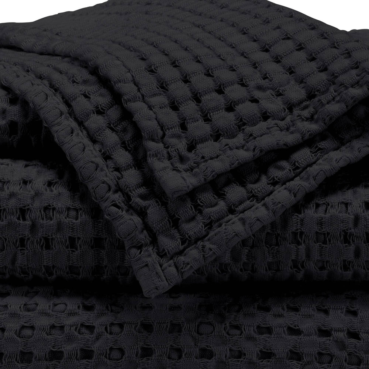 A&H Pousada Waffle Towels in 990 Black
