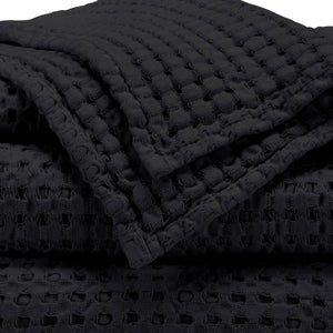 A&H Pousada Waffle Towels in 990 Black