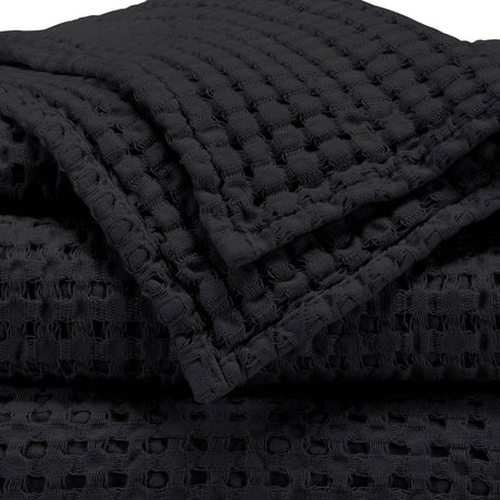 A&H Pousada Waffle Towels in 990 Black
