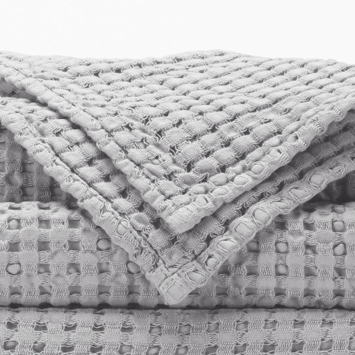 A&H Pousada Waffle Towels in 992 Platinum