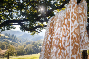 A&H Sauvage Towels, left-to-right: 714 Sand, 840 Gold, 714 Sand, 840 Gold (2)