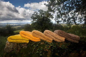 A&H Super Pile Towels (left-to-right): 278 Yuzu, 614 Tangerine, 840 Gold, 716 Croissant and 771 Funghi