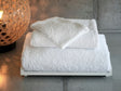 A&H Super Pile Towels in 100 White, top-to-bottom: Wash Mitt, Hand Towel and Bath Towel
