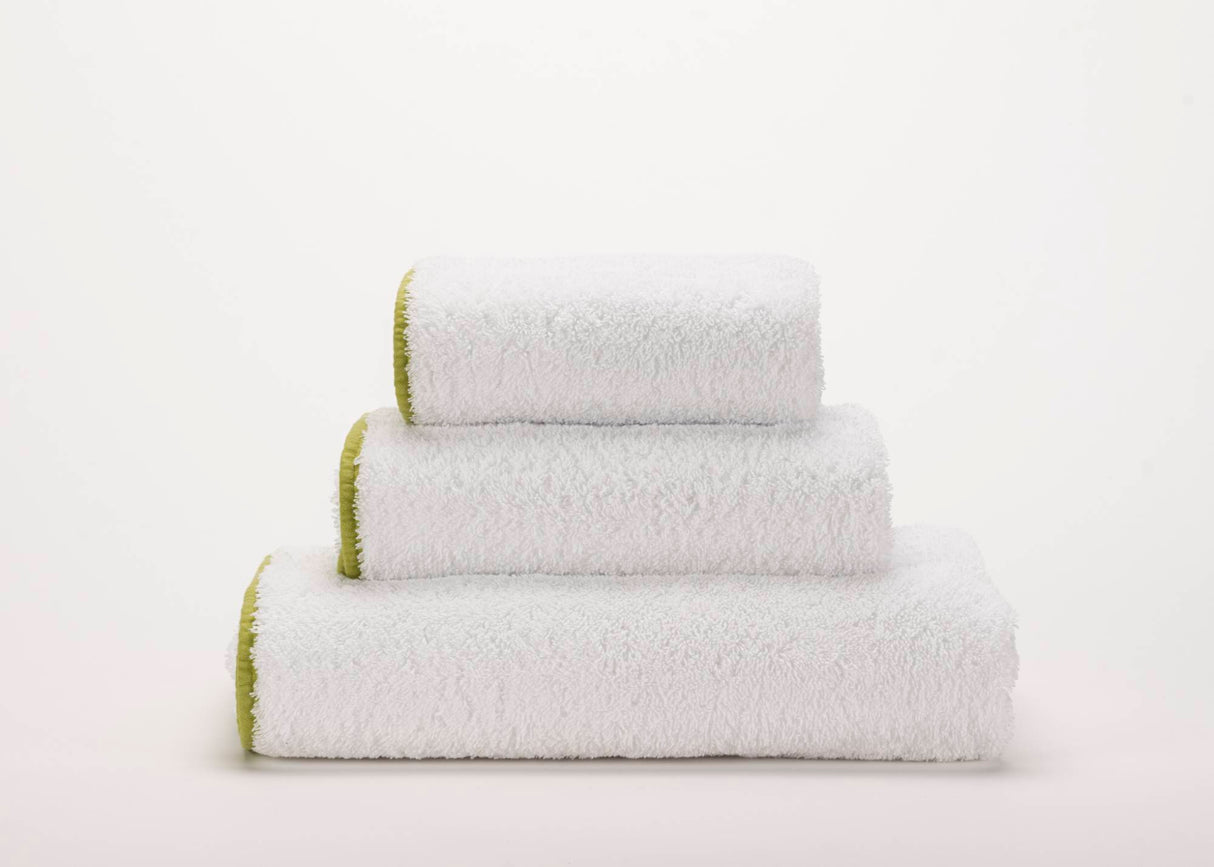 A&H Surf Face, Hand & Bath Towels in 165 Apple Green w/ 100 White base (Super Pile)