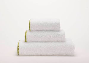 A&H Surf Face, Hand & Bath Towels in 165 Apple Green w/ 100 White base (Super Pile)