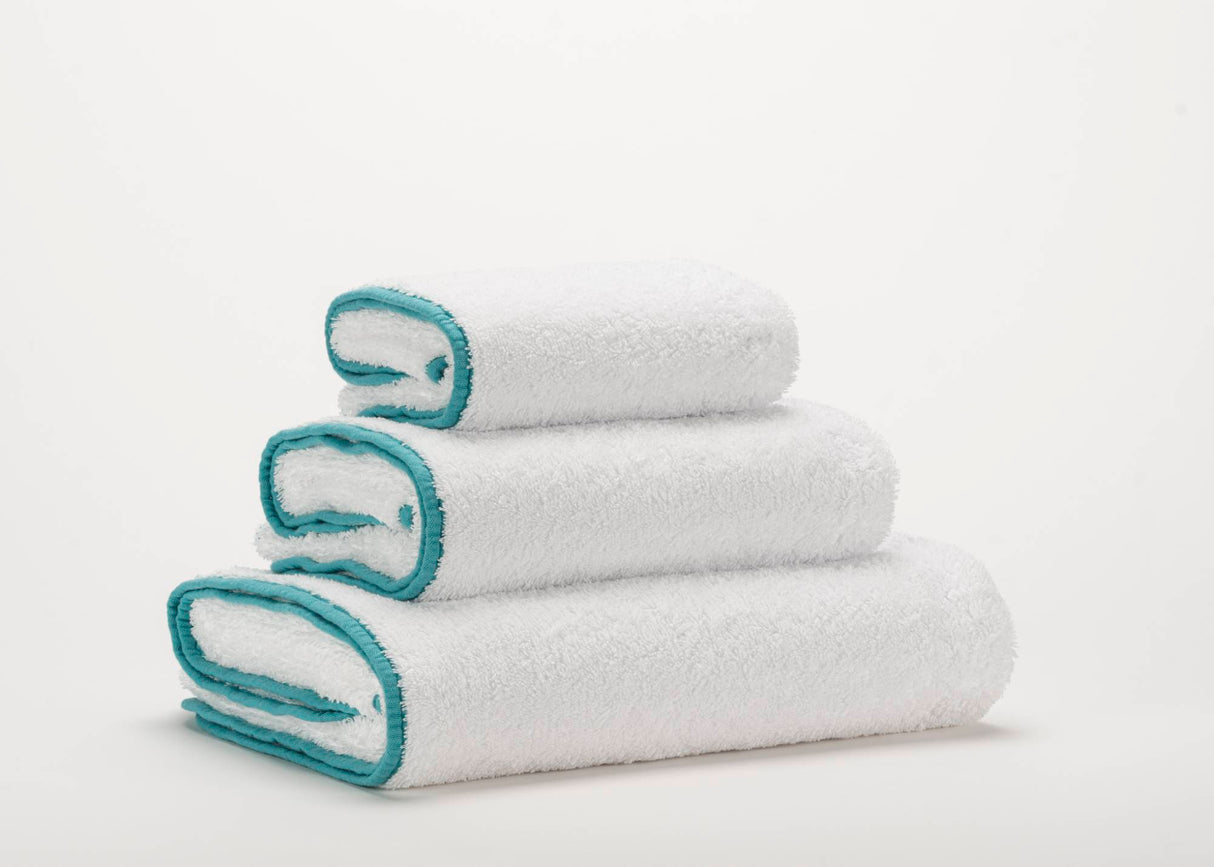 A&H Surf Face, Hand & Bath Towels in 302 Lagoon w/ 100 White base (Super Pile)