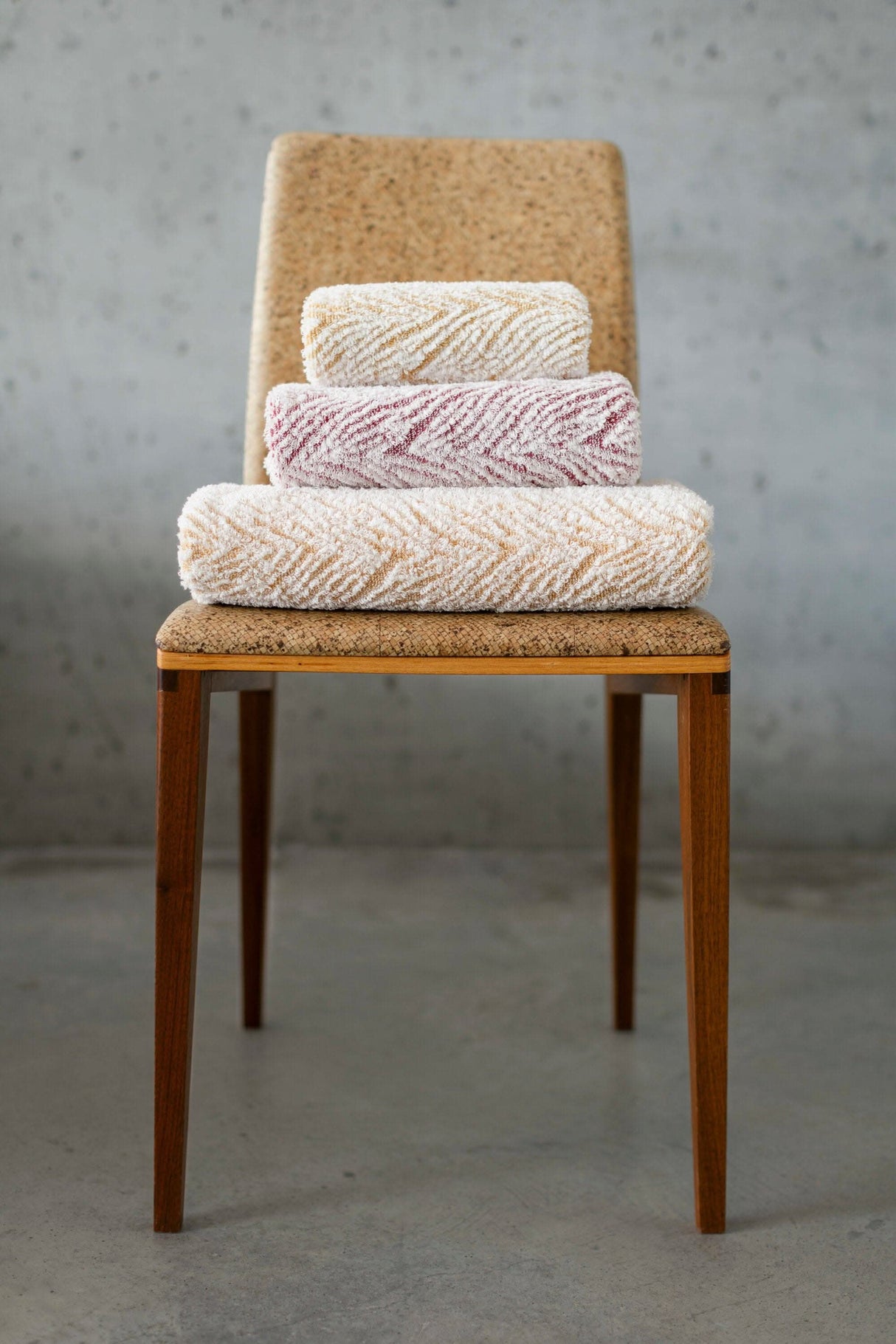 A&H Vasco Towels, Top & Bottom: 840 Gold, Middle: 578 Canyon