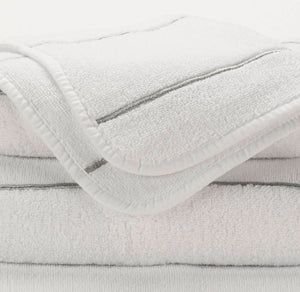 A&H Lara Embroidered Towel in 109 Silver. Lara base colour is always 100 White