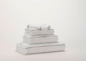 A&H Lara Embroidered Towel in 109 Silver. Lara base colour is always 100 White