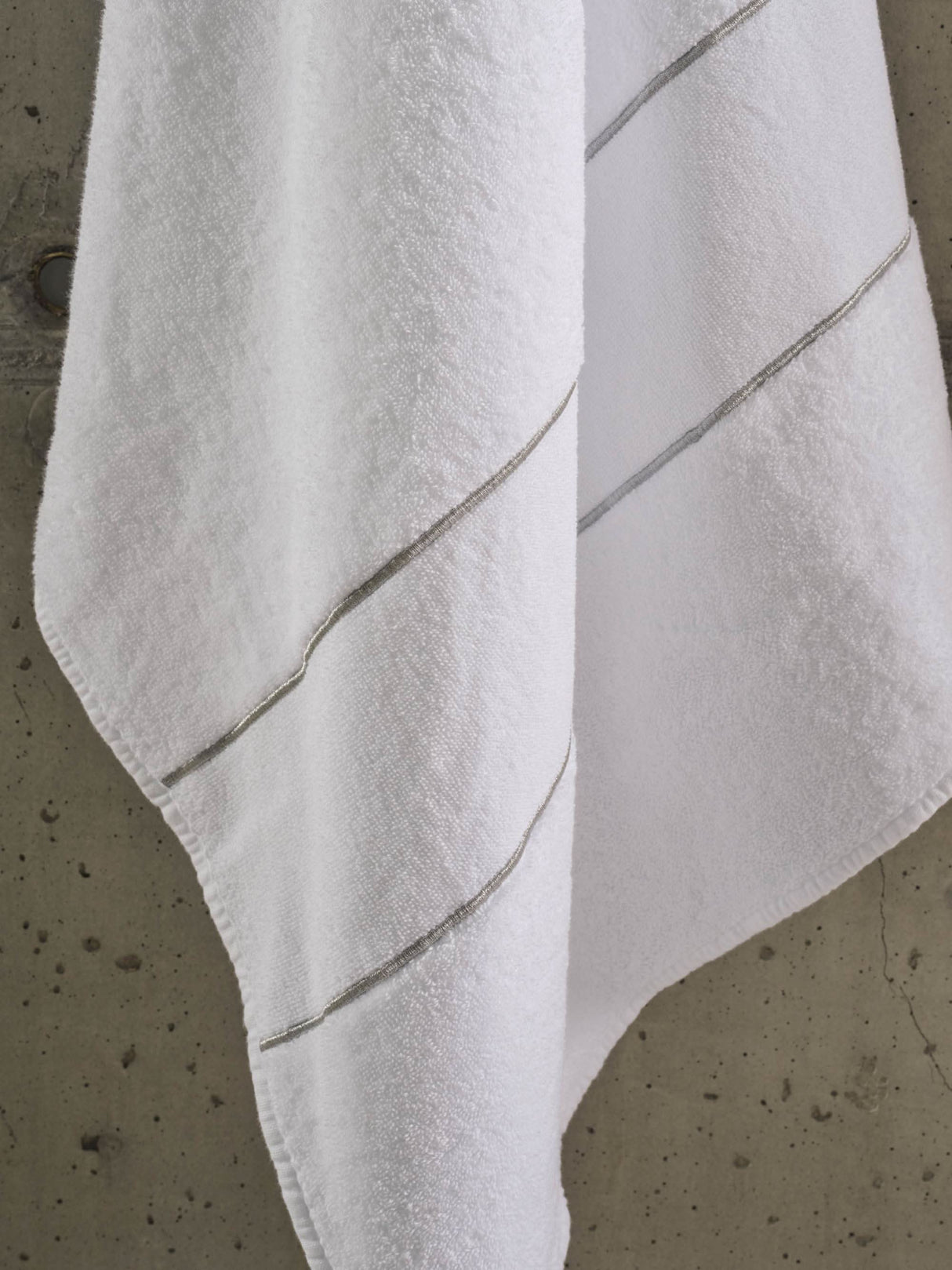 A&H Lara Embroidered Towel in 109 Silver. Lara base colour is always 100 White