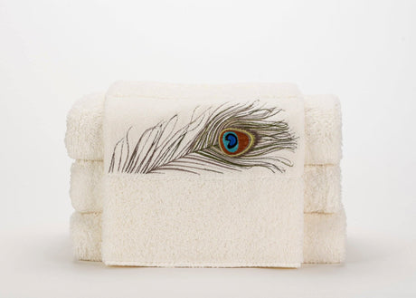 A&H Paleo Hand Towels feature 737 Caramel embroidery. The base hand towel is 100 White