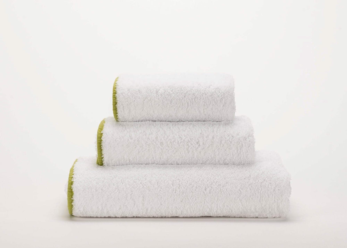 Abyss Surf Towels - 100 White Base w/ 165 Apple Green Contrasting Bias Trim