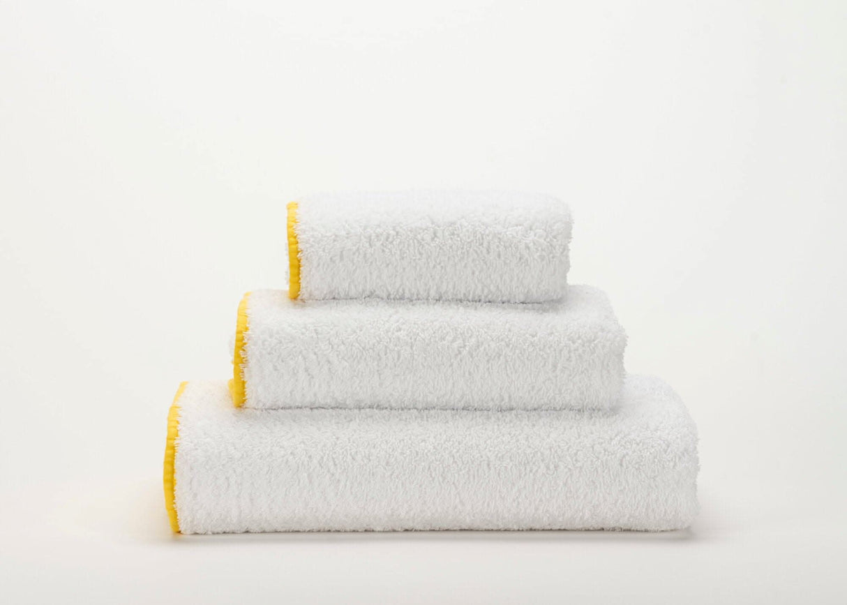 Abyss Surf Towels - 100 White Base w/ 830 Banane Contrasting Bias Trim