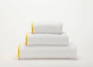 Abyss Surf Towels - 100 White Base w/ 830 Banane Contrasting Bias Trim