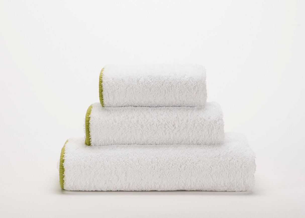 Abyss Surf Towels - 100 White Base w/ 165 Apple Green Contrasting Bias Trim