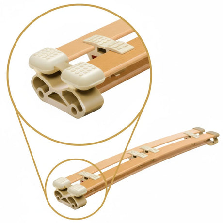 The middle 6 pairs of suspension slats feature adjustable firmness for precise body alignment