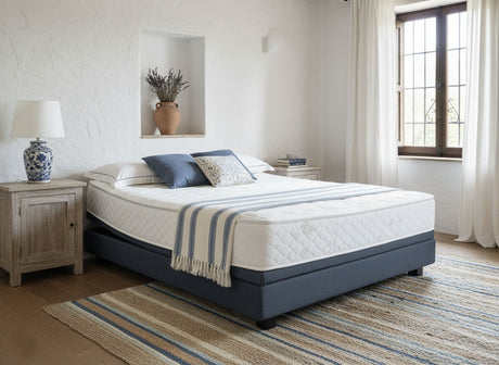 Berkeley Ergonomics Latex Mattress on an Ergomotion Ascend Lift & Tilt adjustable bed. Background is AI imagined.