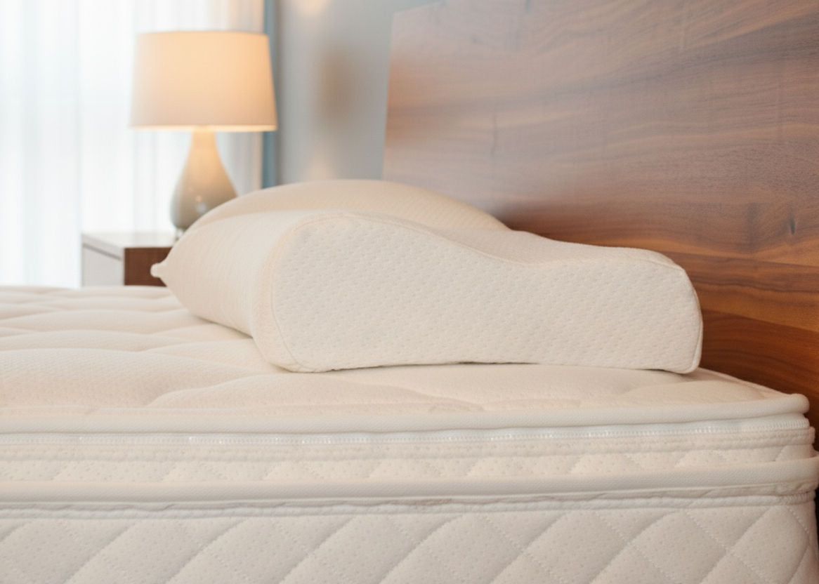 Berkeley Ergo. Danish Neck Pillow on a Berkeley Ergo. Cairo PF Mattress. TEAM 7 riletto bed in walnut