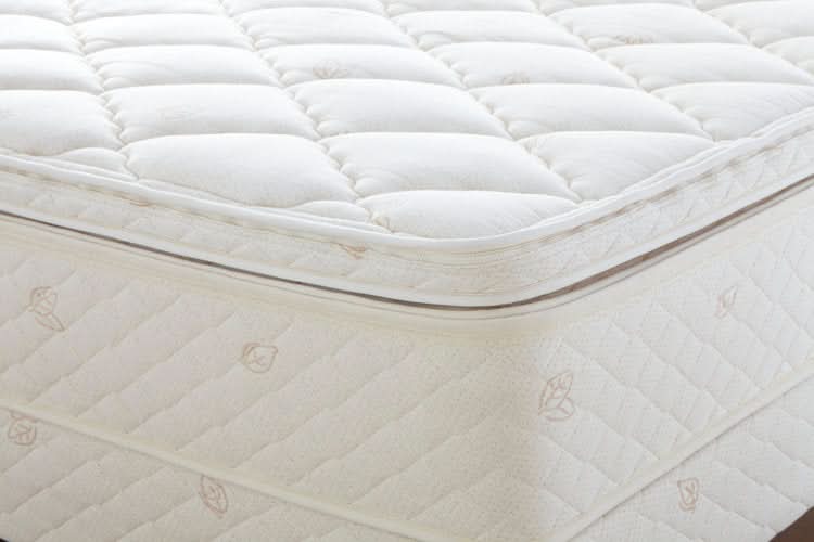 Our all-latex and hybrid latex/micro spring mattress toppers are finished with pure 100% organic cotton ticking and 100% natural French wool