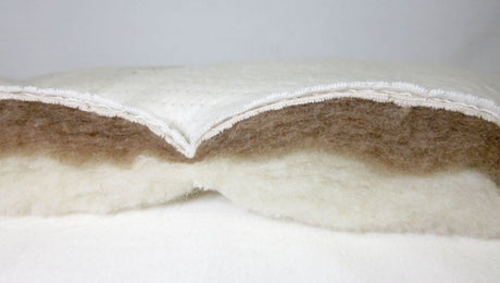 Finished with 100% organic stretch-knit cotton, pure camel down (inner portion of camel hair), and pure French sheep's wool. The perfect micro-climate for temperature-neutral, hygienic sleep