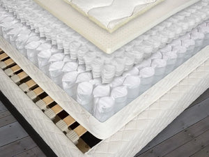 Organic cotton, French wool, 1" of 100% natural Vita Talalay latex + two layers of mini & honeycomb nested European pocket springs make up our Rome Hybrid mattress