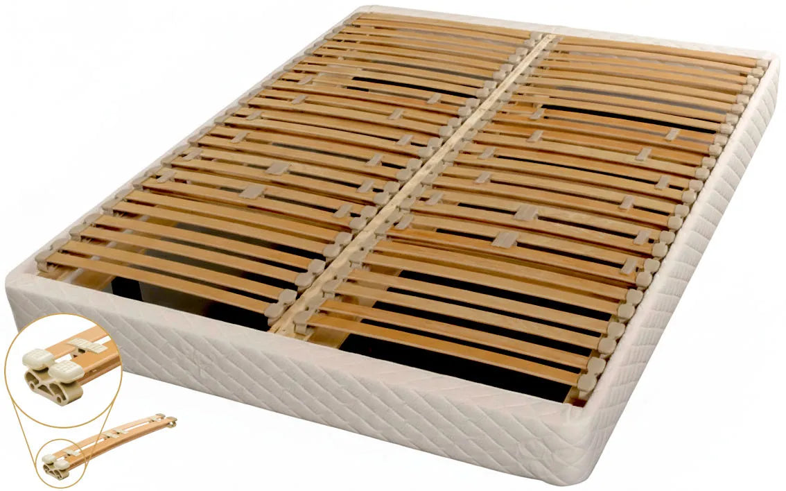 The optional European suspension slat foundation adds customizable support for each sleeper and is a highly-recommended addition to your Berkeley mattress.